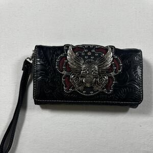 Justin West Tooled Winged Sugar Skull Wallet NEVER USED